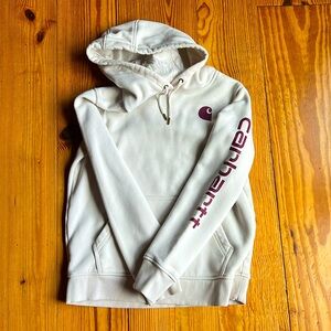 Carhartt Off White Purple Heavyweight Hoodie Sweatshirt Women’s size medium